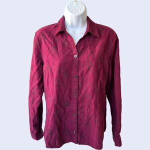 Sag Harbor M Vintage Blouse Magenta Embroidered Relaxed
